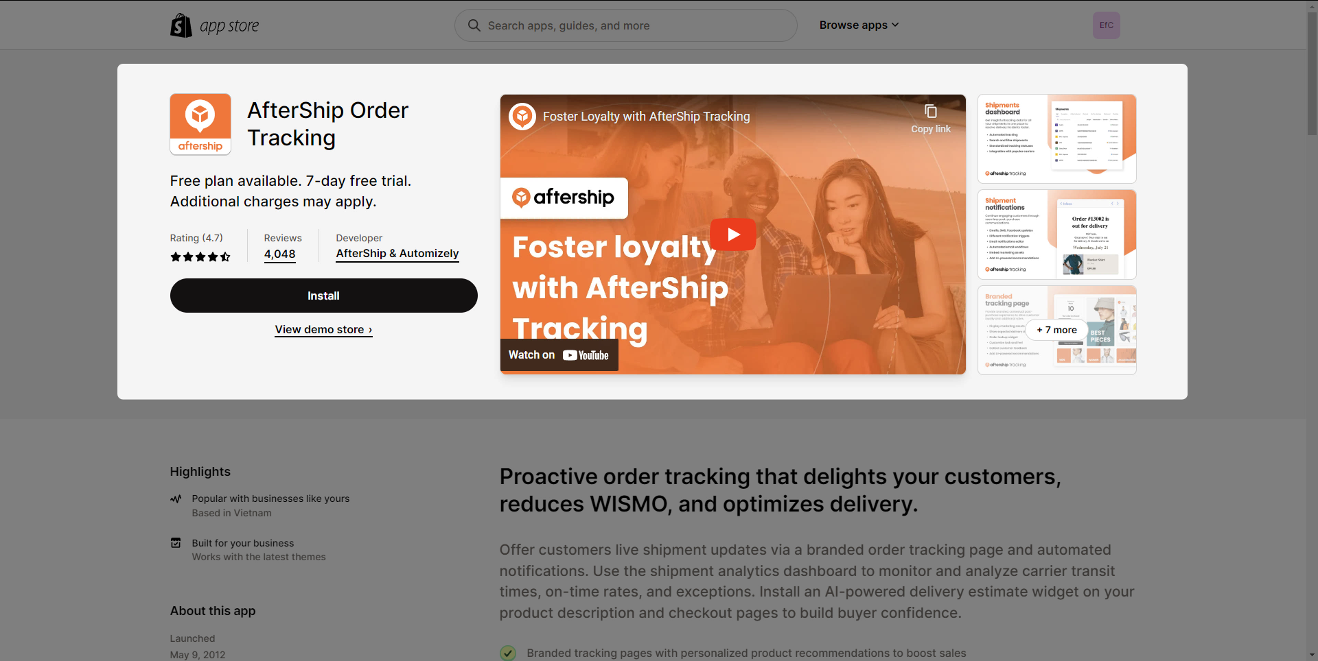 AfterShip Order Tracking  EComposer Landing Page Builder