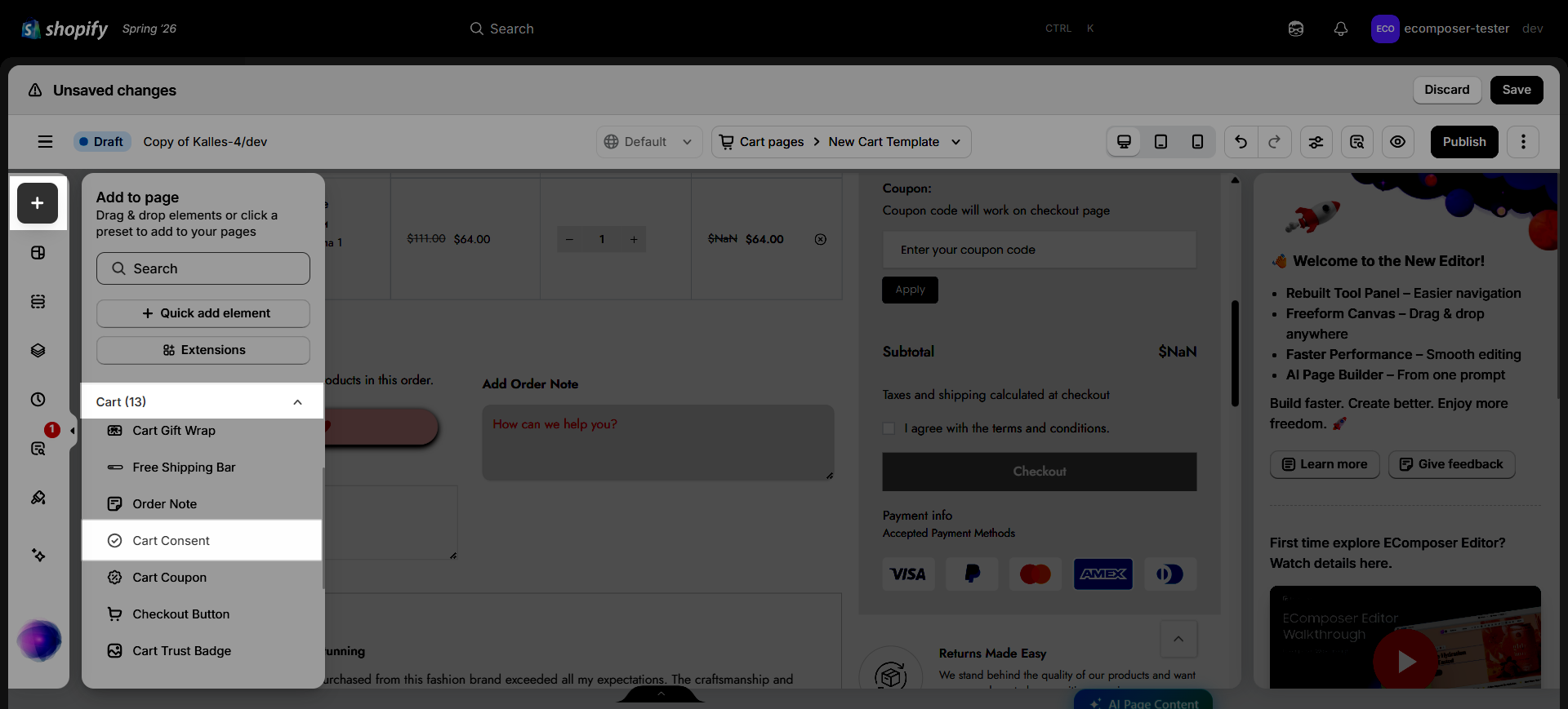 Cart Consent | EComposer Landing Page Builder