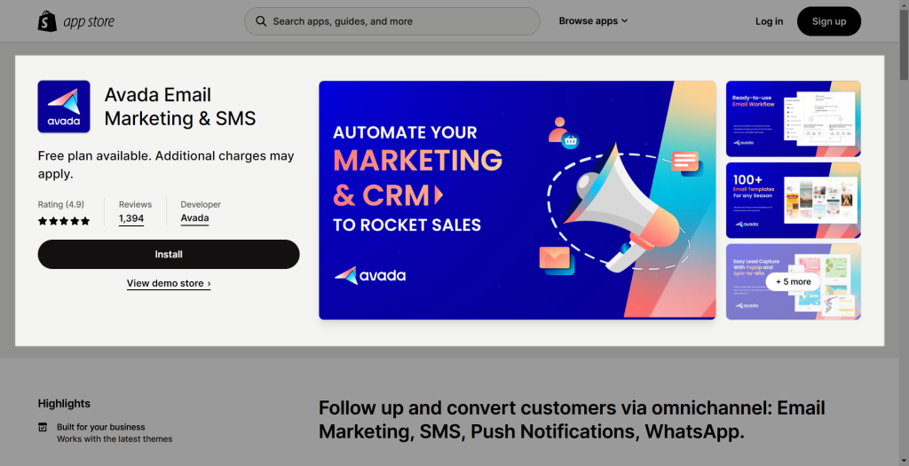 Avada Email Marketing, Automation, SMS, Pop-up