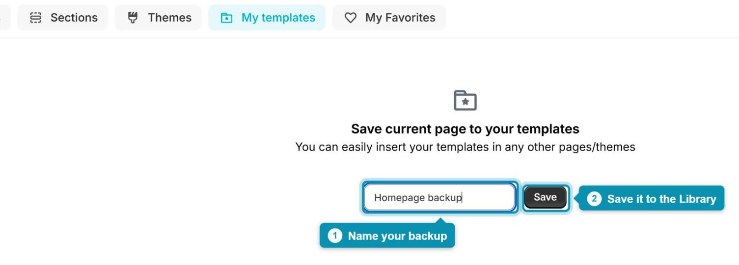Name the template and click Save in the My templates tab