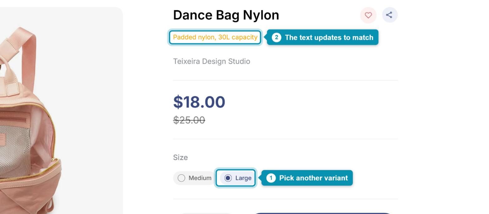 Variant metafield text changing after selecting another variant on the storefront